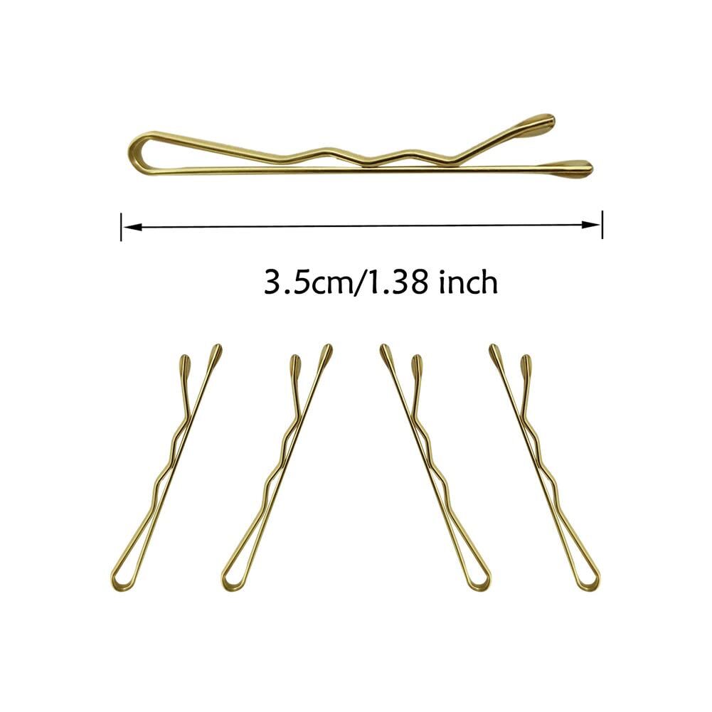 220 Count Mini Wavy 1.38 Inch Blonde Bobby Pins, YINGFENG Gold（1.38inch）