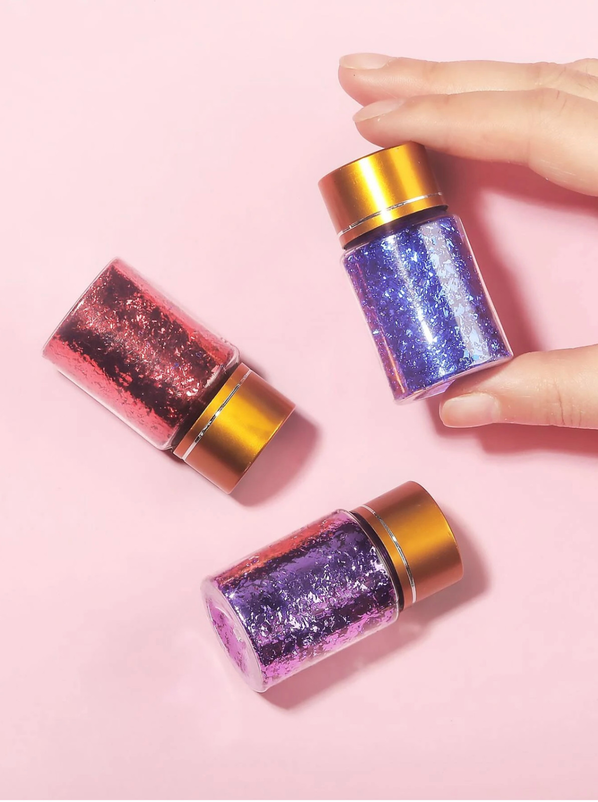 3 boxes Red, Blue and Purple Foil Nail Art Decoration