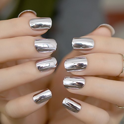 Shiny Punk Style Metallic Light Purple False Fake Nails Metal Plating N25