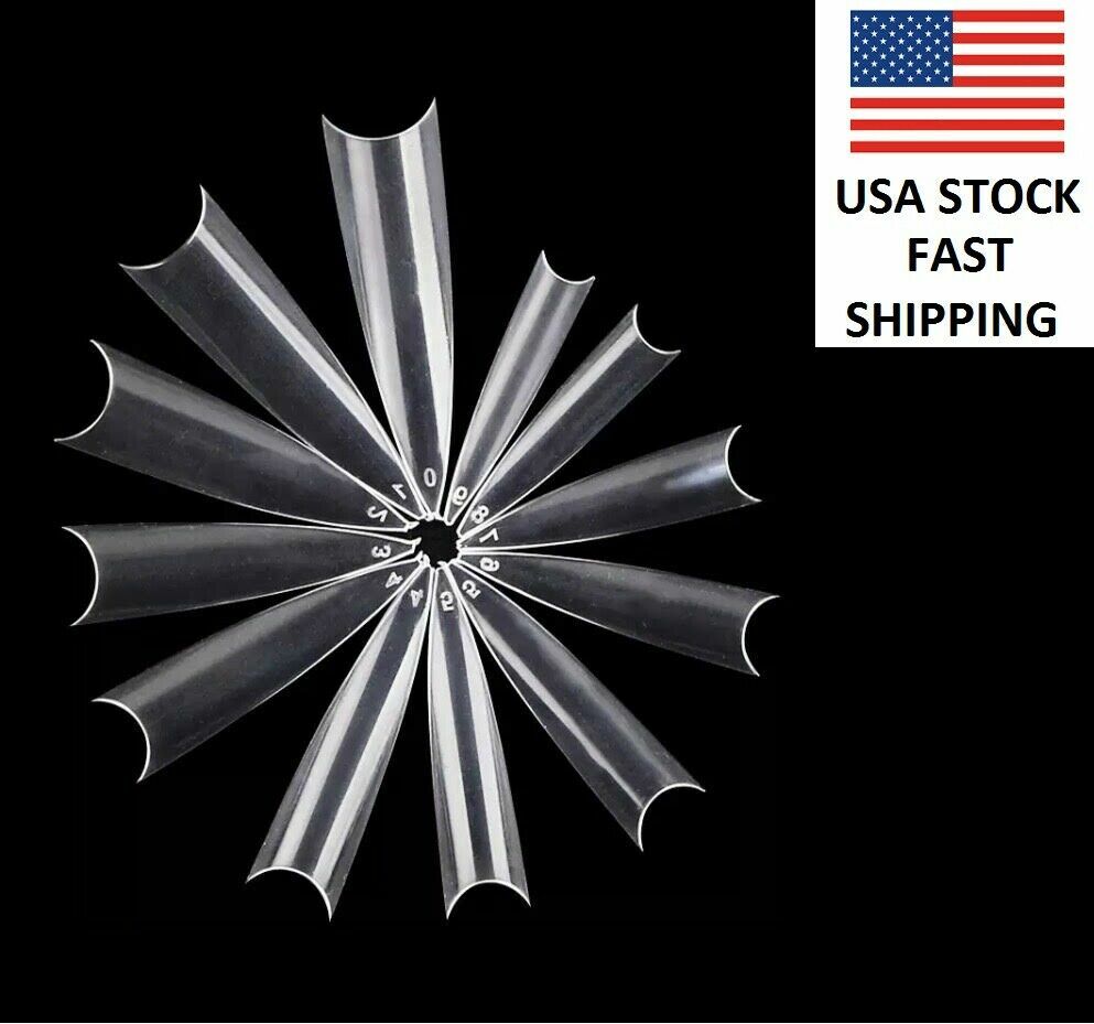500 Extra Long Stiletto False Nail Tips/ Easy coffin nail tips/ Clear tips