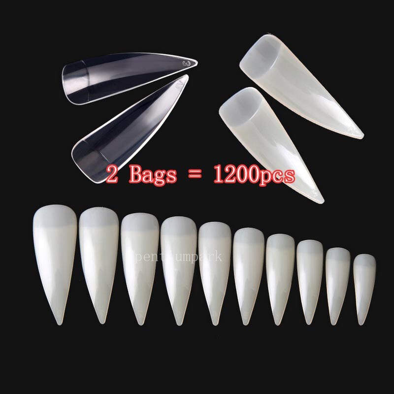 1000 Pcs Eagle Claw Stiletto Half False Tips Nail Art Gel Acrylic Tips 3 COLORS