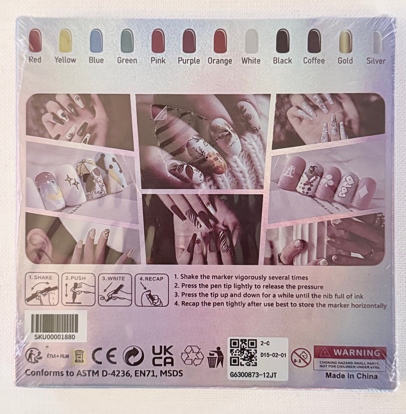 12 Colors Nail Art Marker Pens Set Nail Markers for Nail Art Water Based DIY Kit