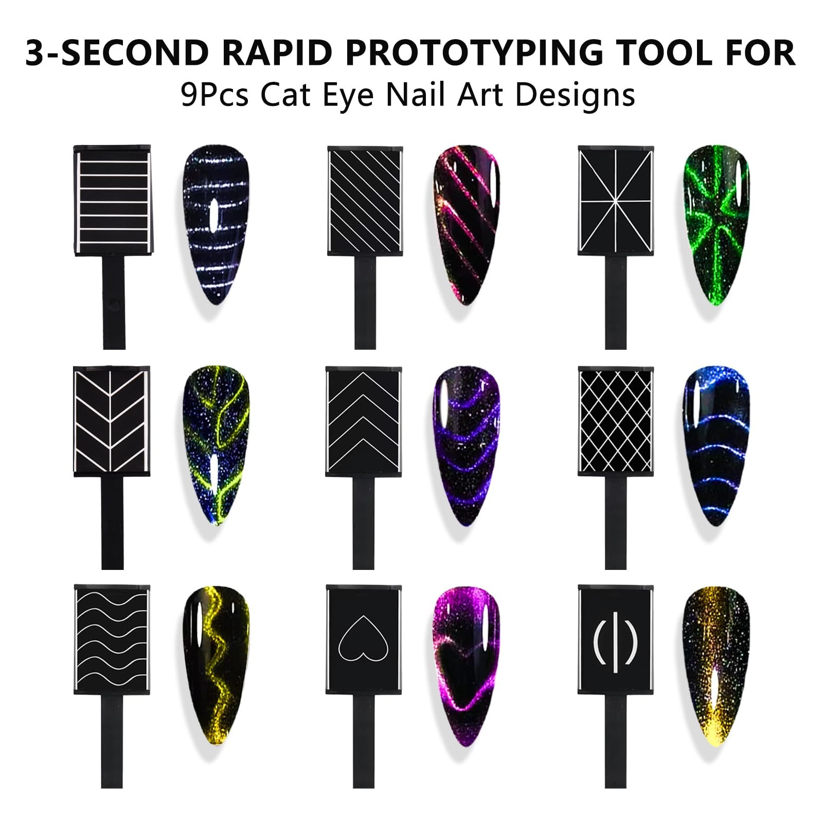 61Pcs Cat Eye Nail Magnet Tool Set, Cat Eye Heart Magnet for Nails, Cat Eye G…