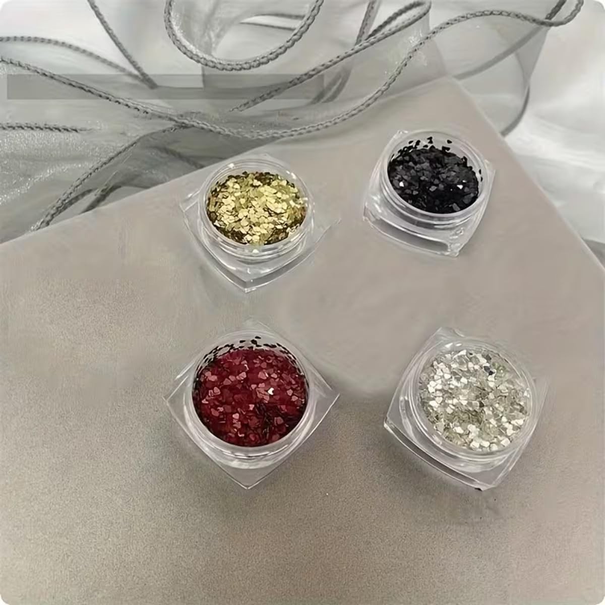 Mini Heart Nail Art Glitter Sequin 4Boxes Love Hearts Star Nail Flake Decals …