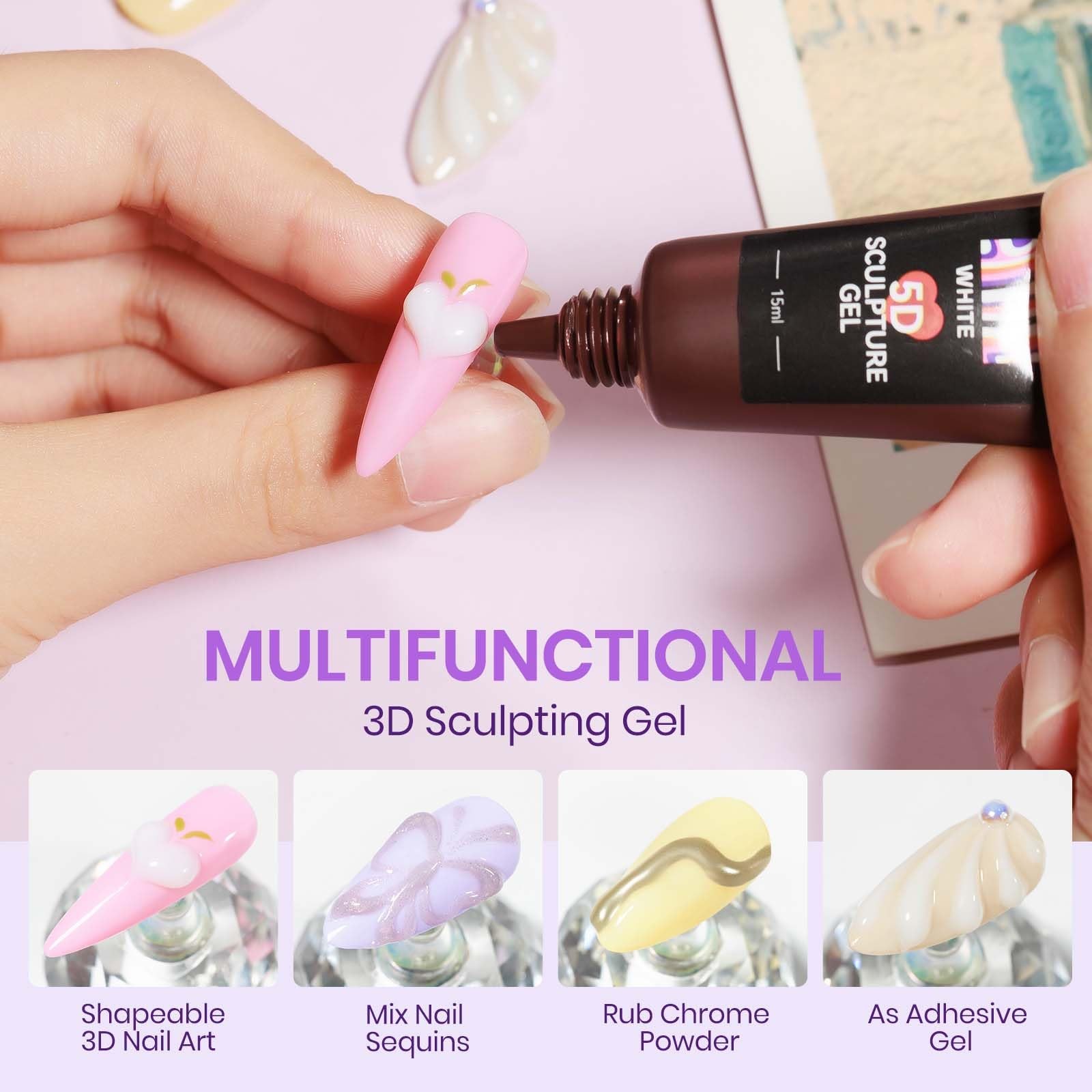 MIZHSE Sculpting Gel for Nails, Milky White 3D 0.5 Fl Oz (Pack of 1),