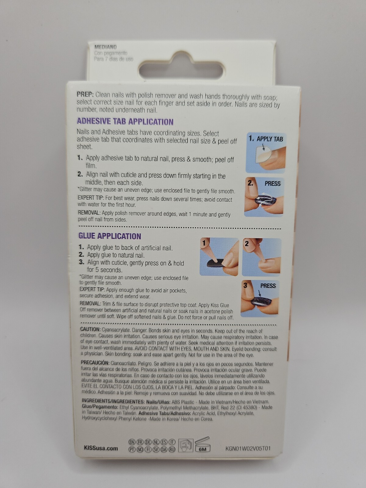 KISS Gel Fantasy 24 Gel Nails FANCIFUL #74144 Nude+Shiny Silver Confetti/Glitter