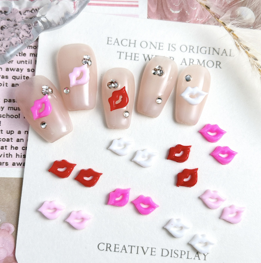 20Pcs Mixed Nail Art Charm Jewelry Accessories Resin Sexy Mouse Lip Flat NH25
