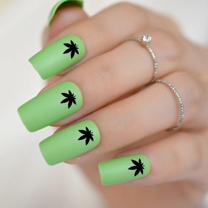32 pcs Nail Art POT WEED LEAF 420 Marijuana Nail Vinyl Decals – Custom Color