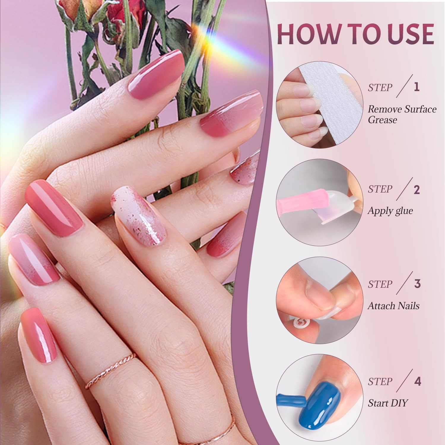 Ranrose 600pcs 600 Piece Assortment, Natural Short Oval Nail Tips