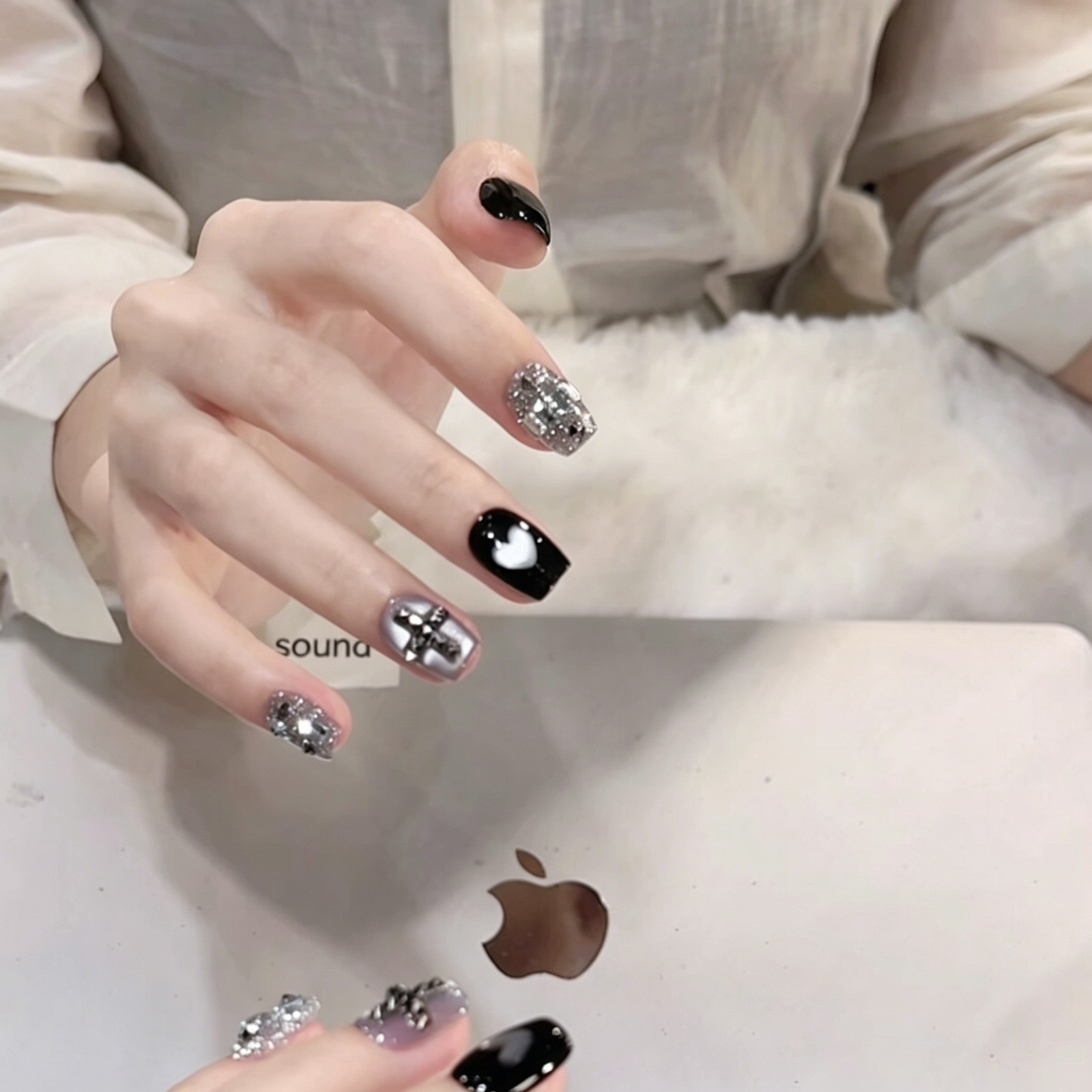 [Dark Cro] Handmade Press-On Nails, Luxury Dark Style, Atmospheric & Pure Sexy F