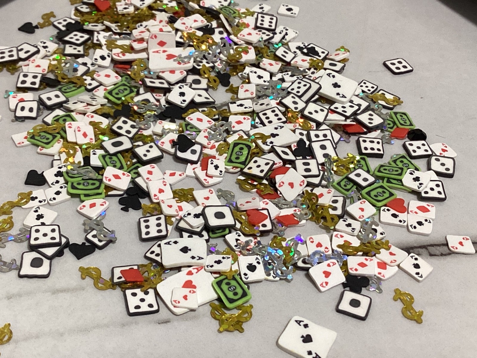 1 tablespoon poker Dollars Playing Cards Clay Glitter Sequin Nail