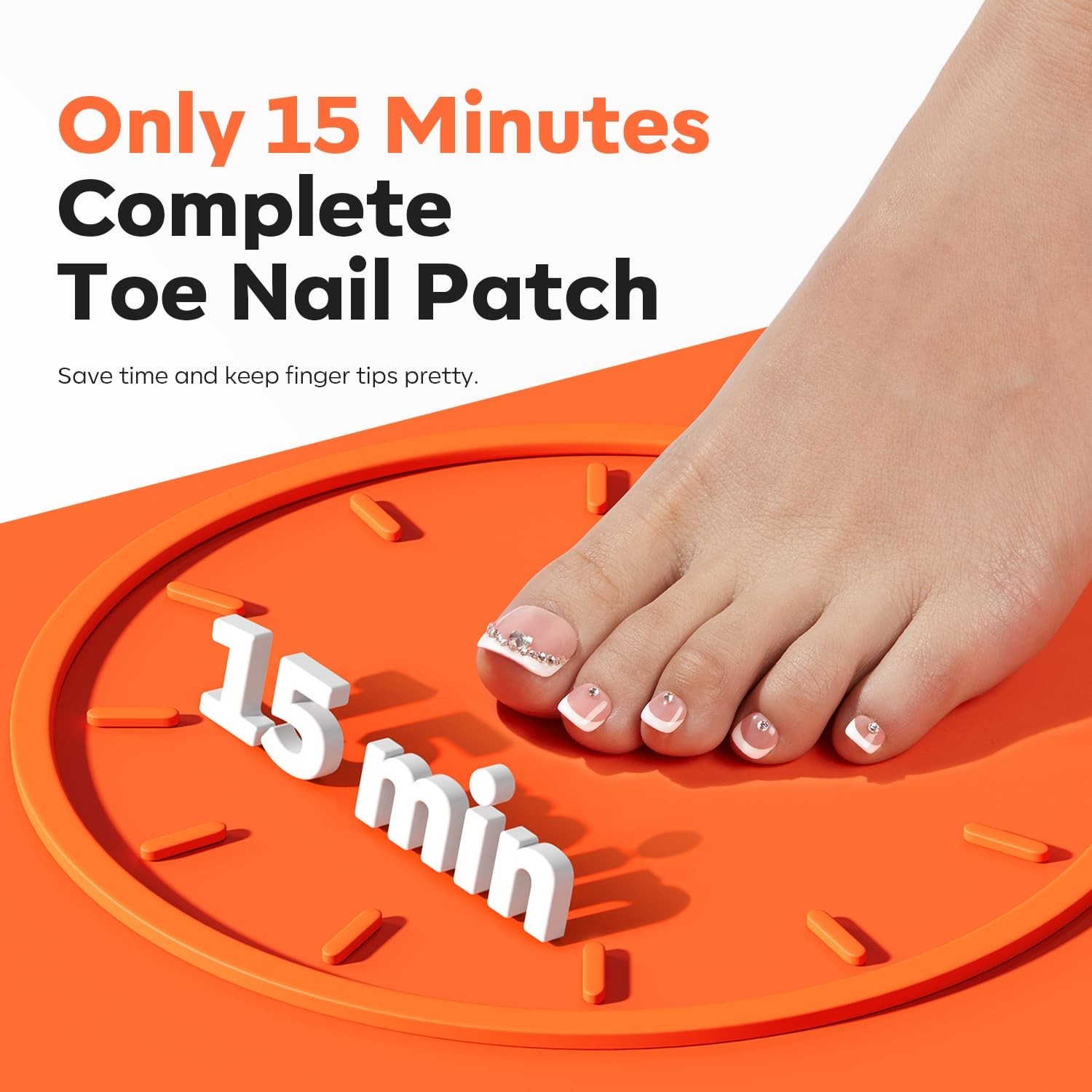 Toe Nail Tips Short Square Soft Gel Tips Squoval Fake Press Ons Toe Nails Mat…