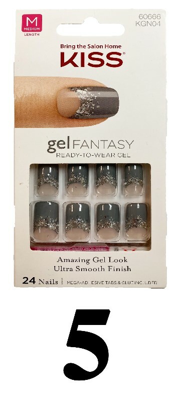 Kiss Gel Fantasy Glam Nails Matte/Glitter/Gold Small/Medium/Long 28 Nails #60666