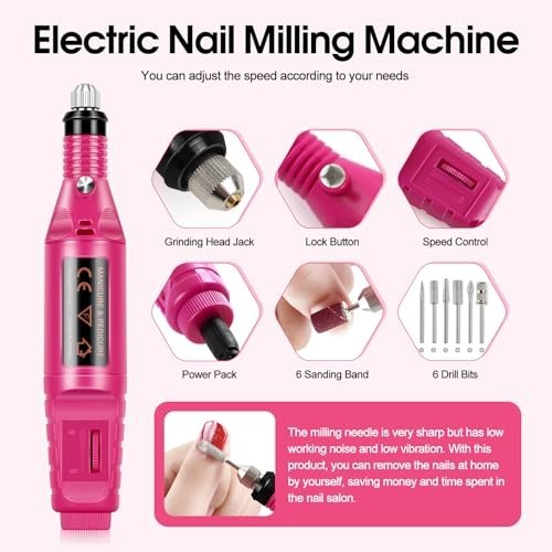 Acrylic Nail Kit for Beginners – 6pcs Powder, 18pcs Glitter, Gel Polish & Drill