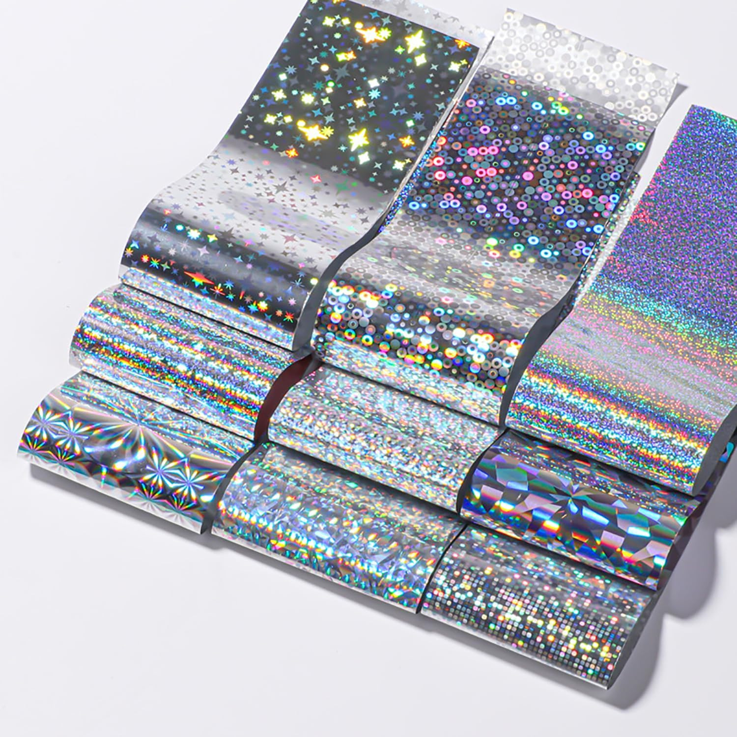 Holographic Nail Foil Laser Metallic Broken Glass Transfer Foil Nail Wraps Foils