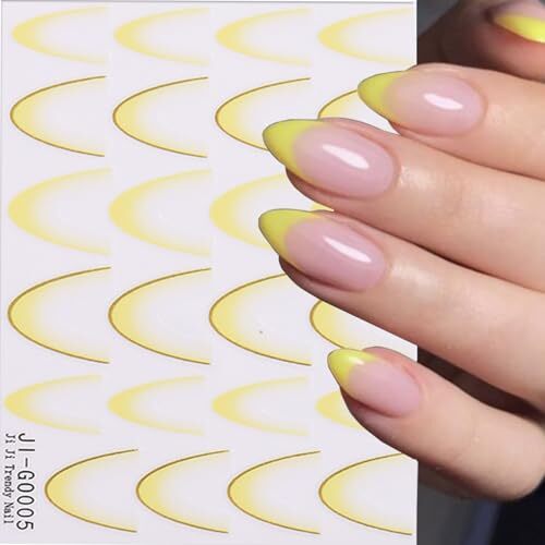 11 Sheets French Gradient Nail Art Stickers 3D Self-Adhesive French Lines Nail