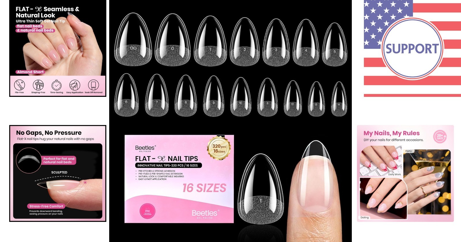 320pcs Pre-Etched Almond Short Gel Nail Tips – Perfect for Natural Nail Beds