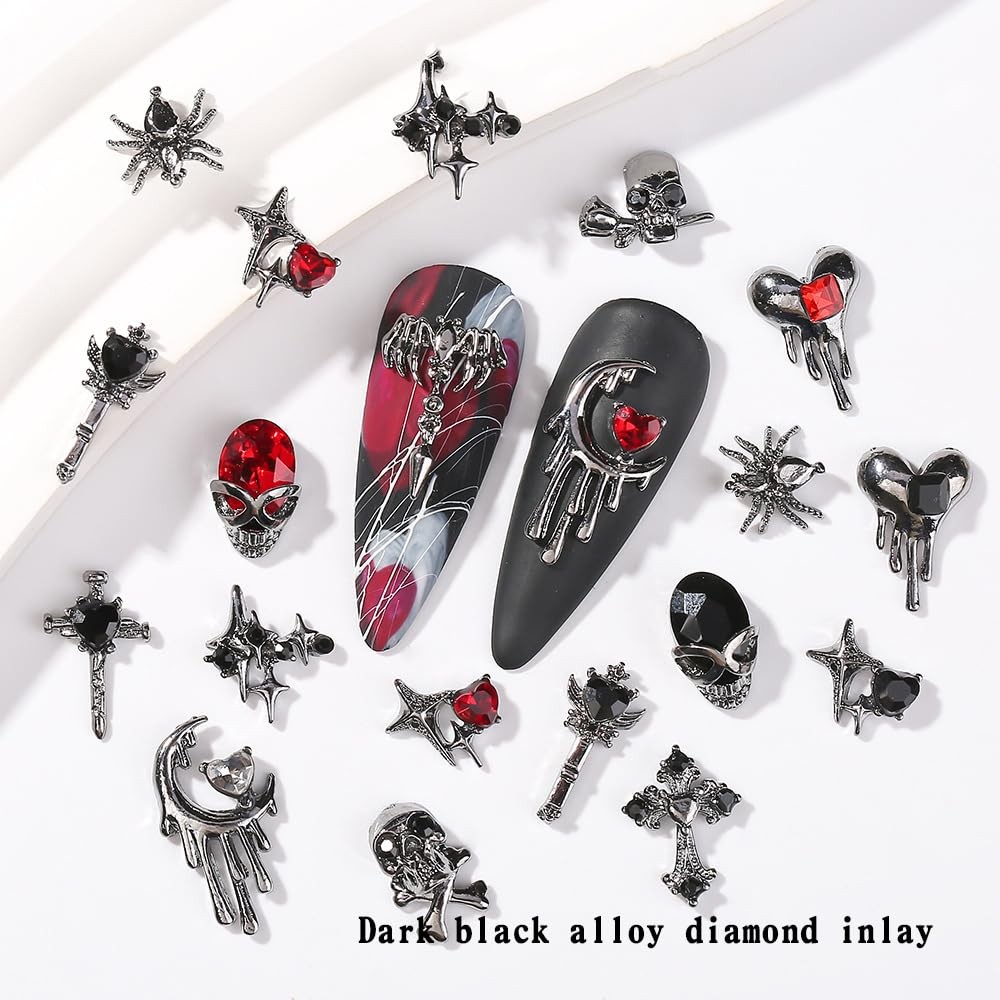44 Pcs Halloween Nail Charms 3D Alloy Nail Art Charms Supplies for Women