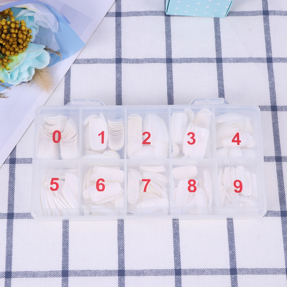 500Pcs Reusable Acrylic Artificial Nail Tips Full Cover White for DIY Nail Art