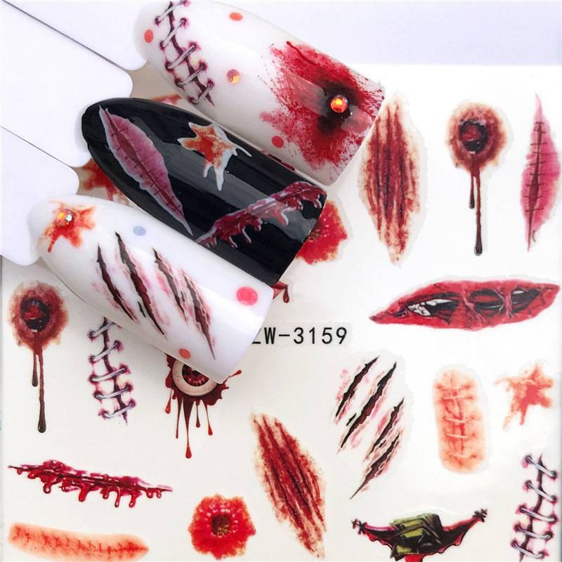 Stickers Nail Art Halloween Blood Hands Vampire Lips 3158 3159 Water Decals