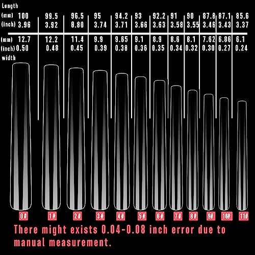 Extra Super Extreme Long Straight Tapered Square Nail Tips, Super Long Square