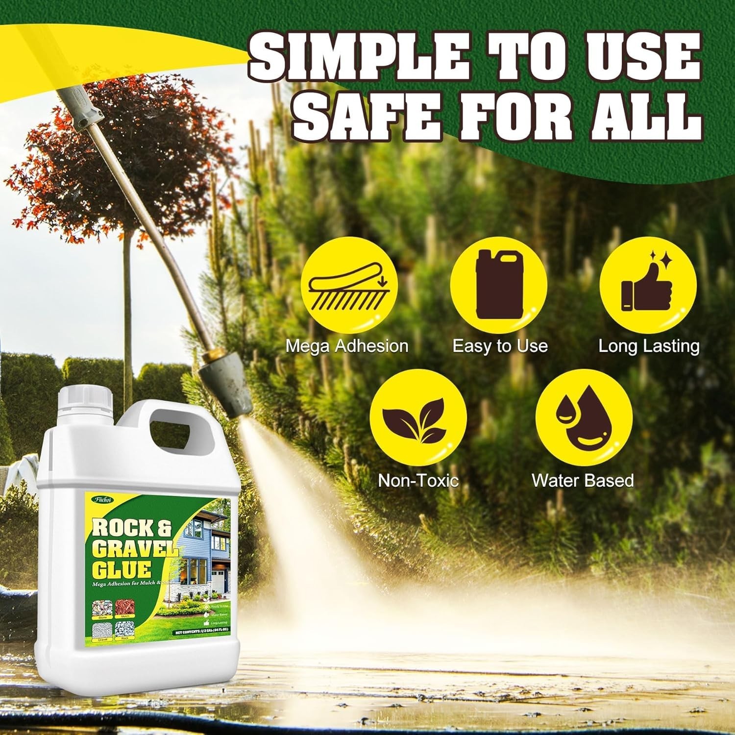 Rock Glue, Mulch Glue 1 Gallon / 128oz – Fast Drying and Long Lasting Pea Gra…