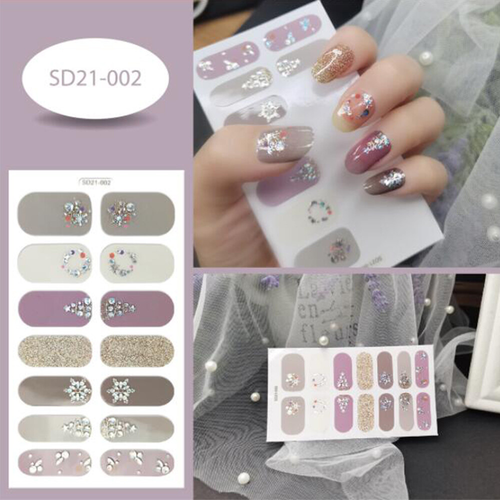 Purple Elegant Bling Nail Art Wraps Full Size Stickers Decals Fashion Decoration