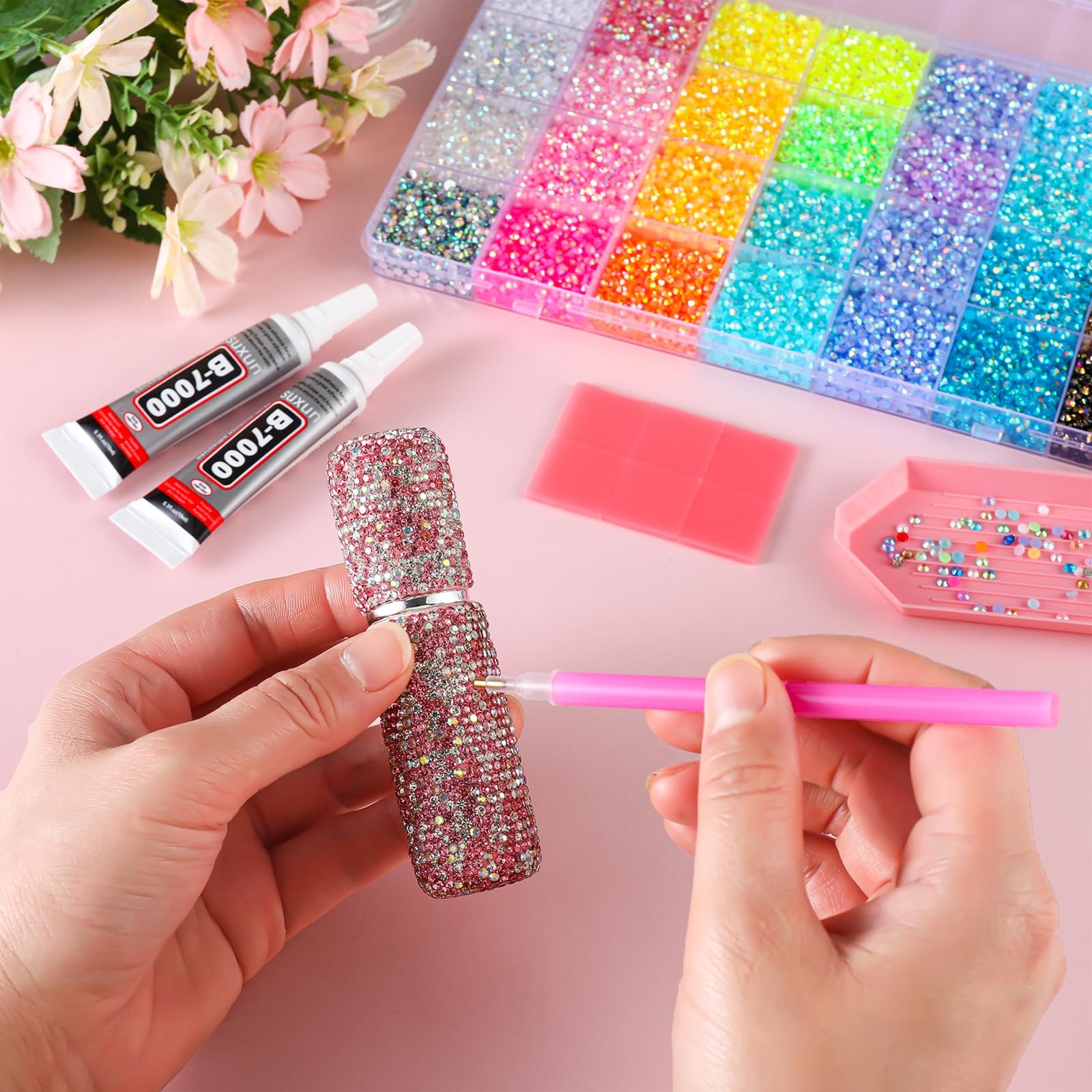 35000Pcs Resin Bedazzler Kit with Rhinestones and Tools 3mm Flat Back Rhinestone
