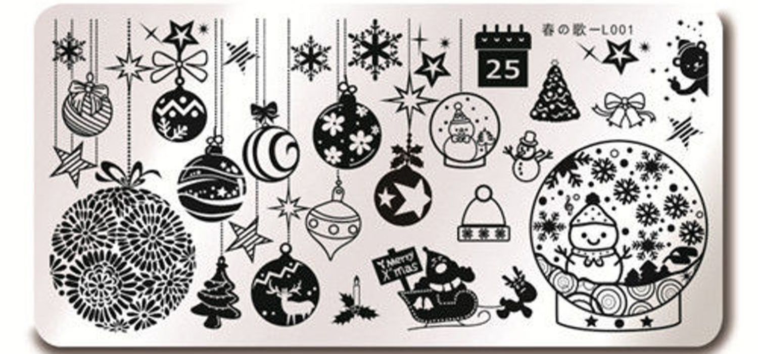 Christmas Reindeer Sleigh Theme DIY Nail Art Stamping Image Plate Stencil