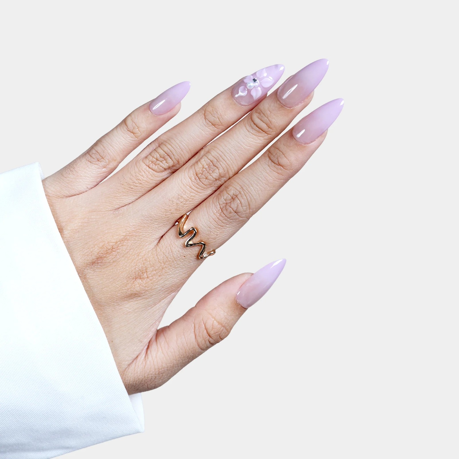 SIYOU Petal Veil Almond Purple, Pink, & White Press-On Nails 10pc