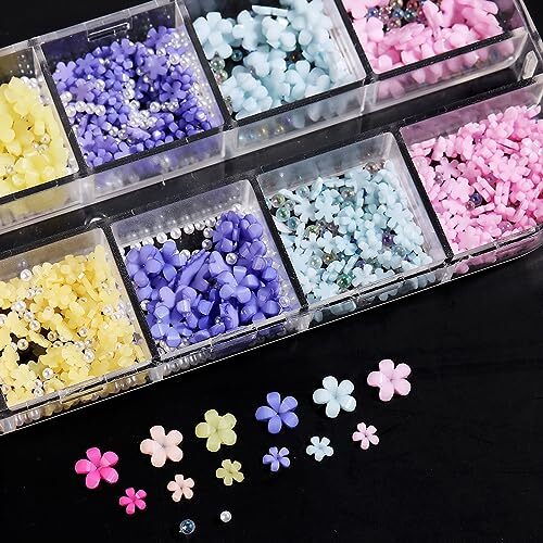 3D Flowers Nail Charms, 3D Pink Pastel Acrylic Flower for Nails, flowers-gems