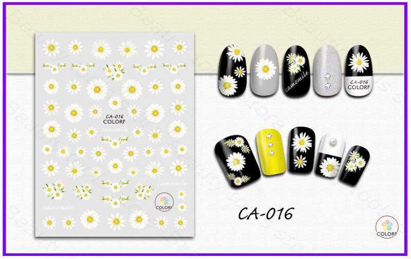 Nail Art 3D Decal Stickers White Daisy Flowers CA016