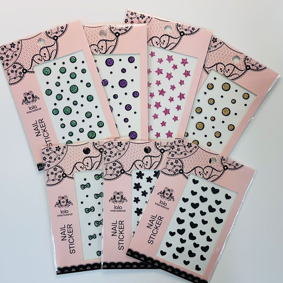 3D Embossed Nail Stickers 7pc Korean DIY Raised Point Decals Made in Korea