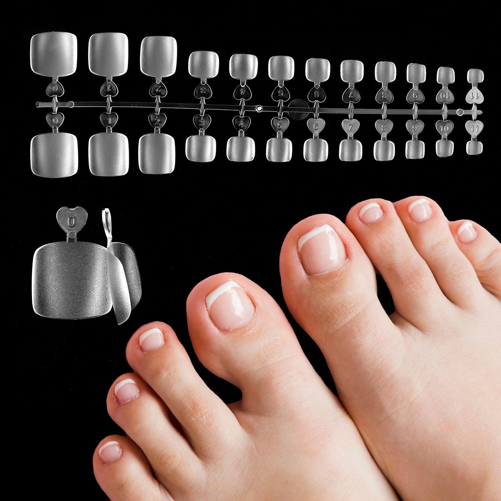Fake Toenails 240 PCS Soft Gel Full Cover Toe Nail Tips Matte