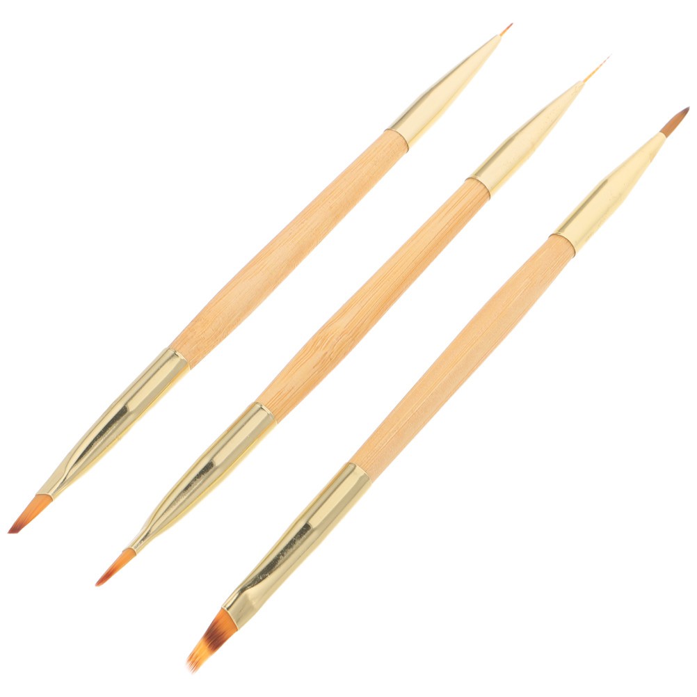 3Pcs Multi Functional Manicure Art Tools Khaki Nail Sculpting Brush Set