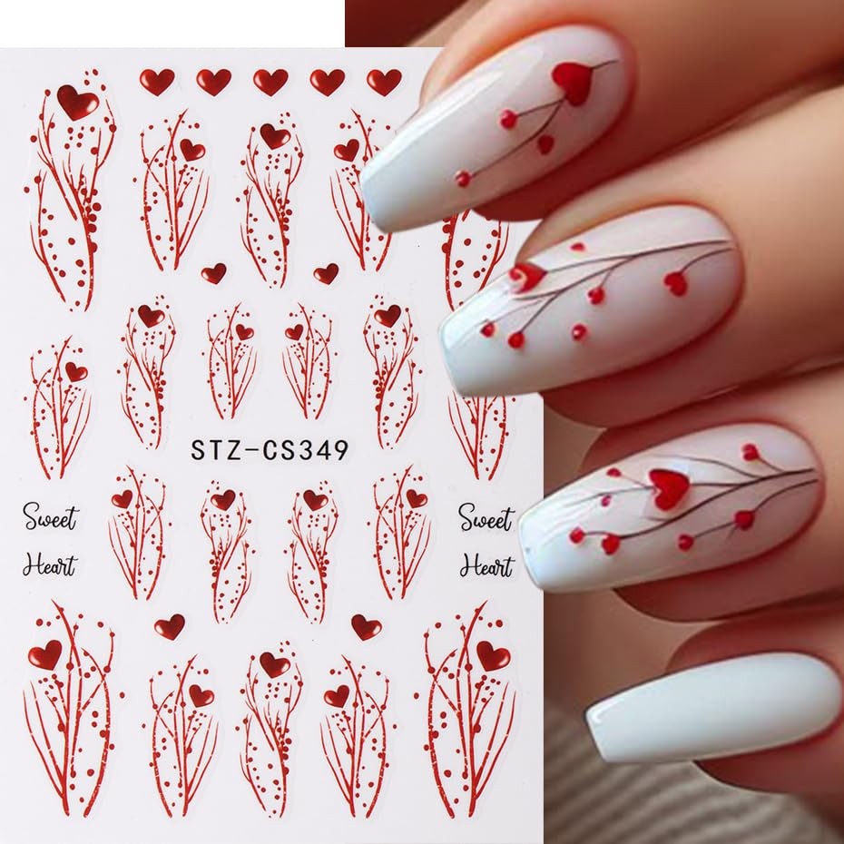 Glitter Heart Nail Art Stickers Valentine French Sparkling Glitter Nail Style-3