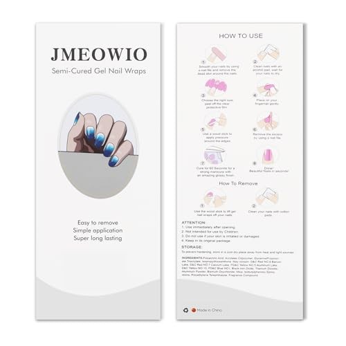 Gel Nail Stickers Semi Cured Gel Nail Strips Wraps Blue Gradient Cat Eye