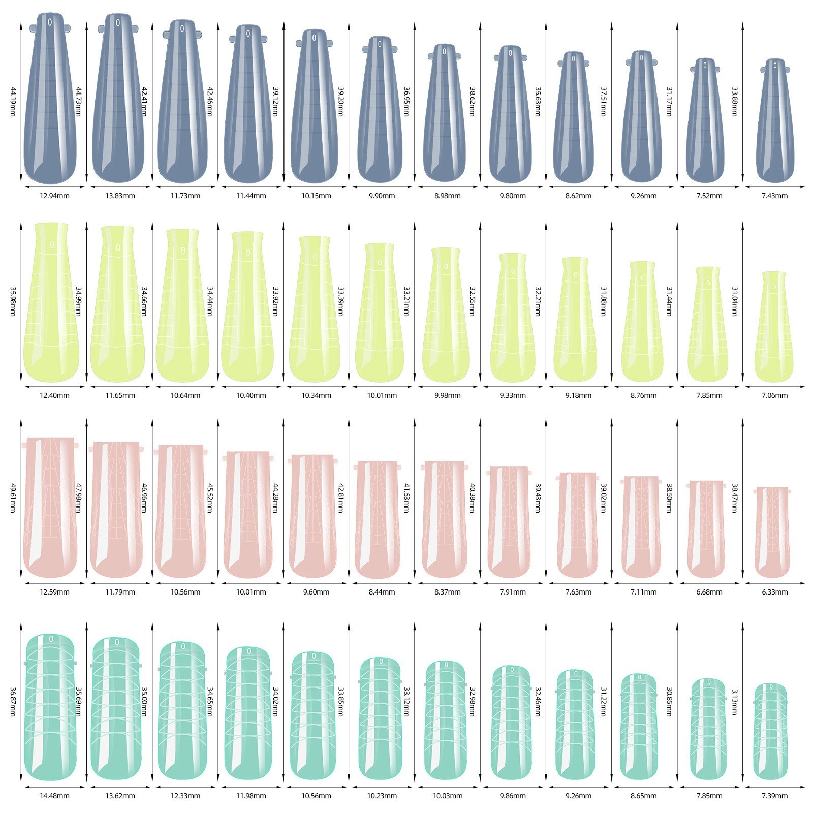 Various Colors Nail Form 144pcs Dual Forms Set for Poly Nail Gel Extension