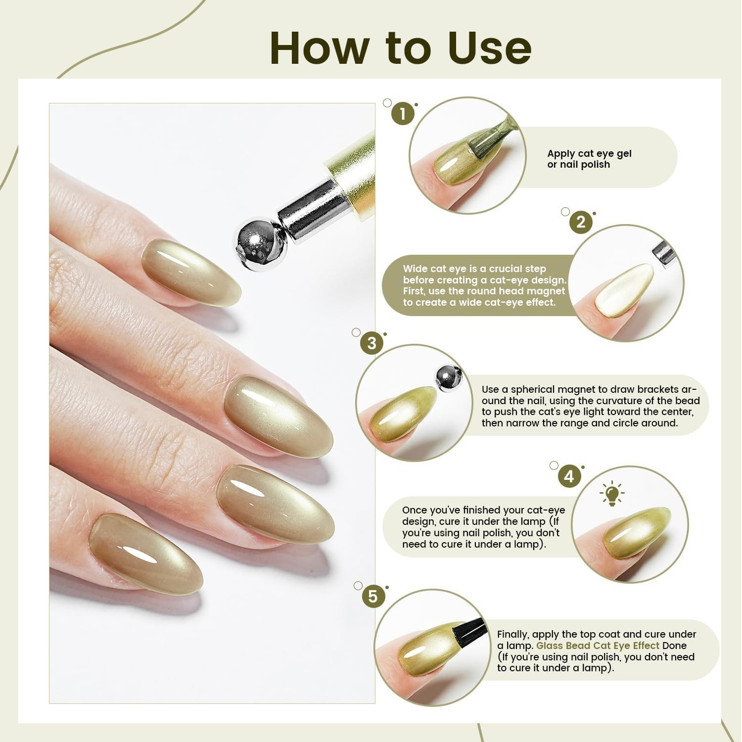 Compact 3-in-1 Cat Eye Magnet Tool Set – Perfect for DIY Nail Art Enthusiasts