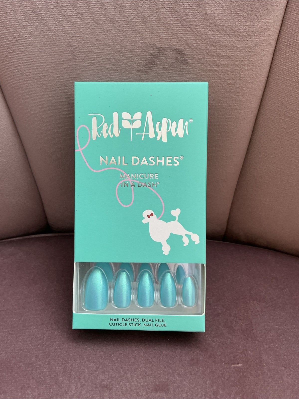 Red Aspen Press On Nails~Doris’s Teal Poodle Skirt ~Amond ~Medium~ Teal Blue