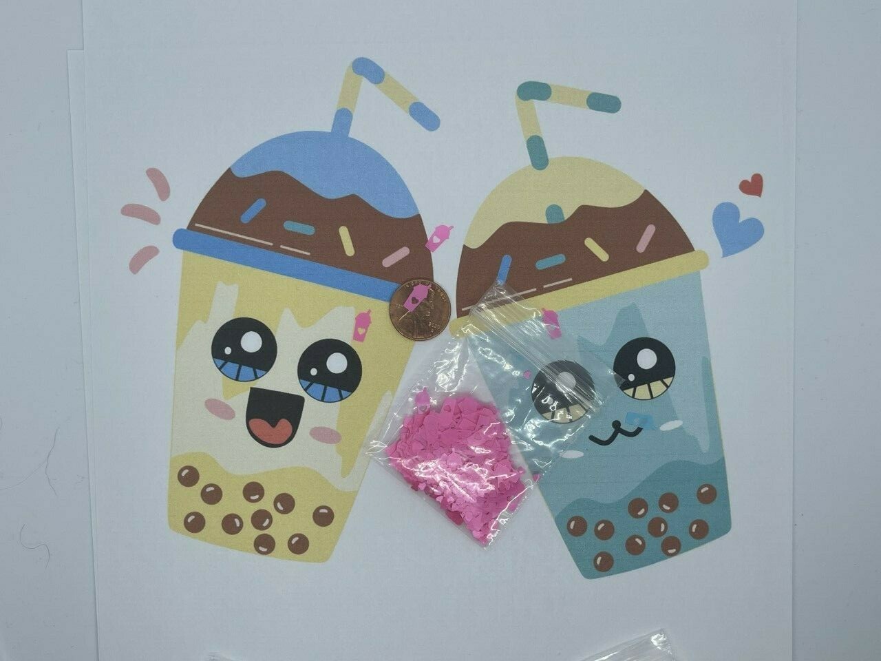 Boba Milk Tea Cup Shape (NEON/Silver) 7mm Glitter-Nail Art Face Crafts-US-tsp
