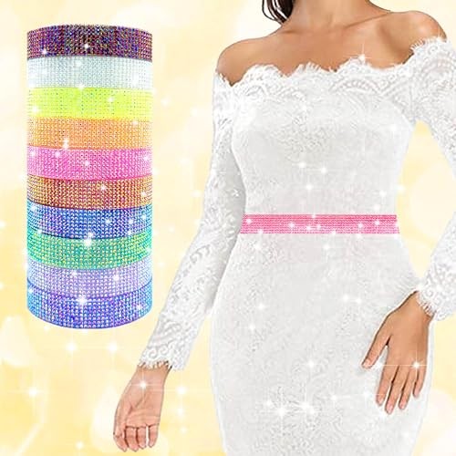 Self Adhesive Rhinestone Ribbon Crystal Strips, 3 Yards Bling Christmas Pink AB