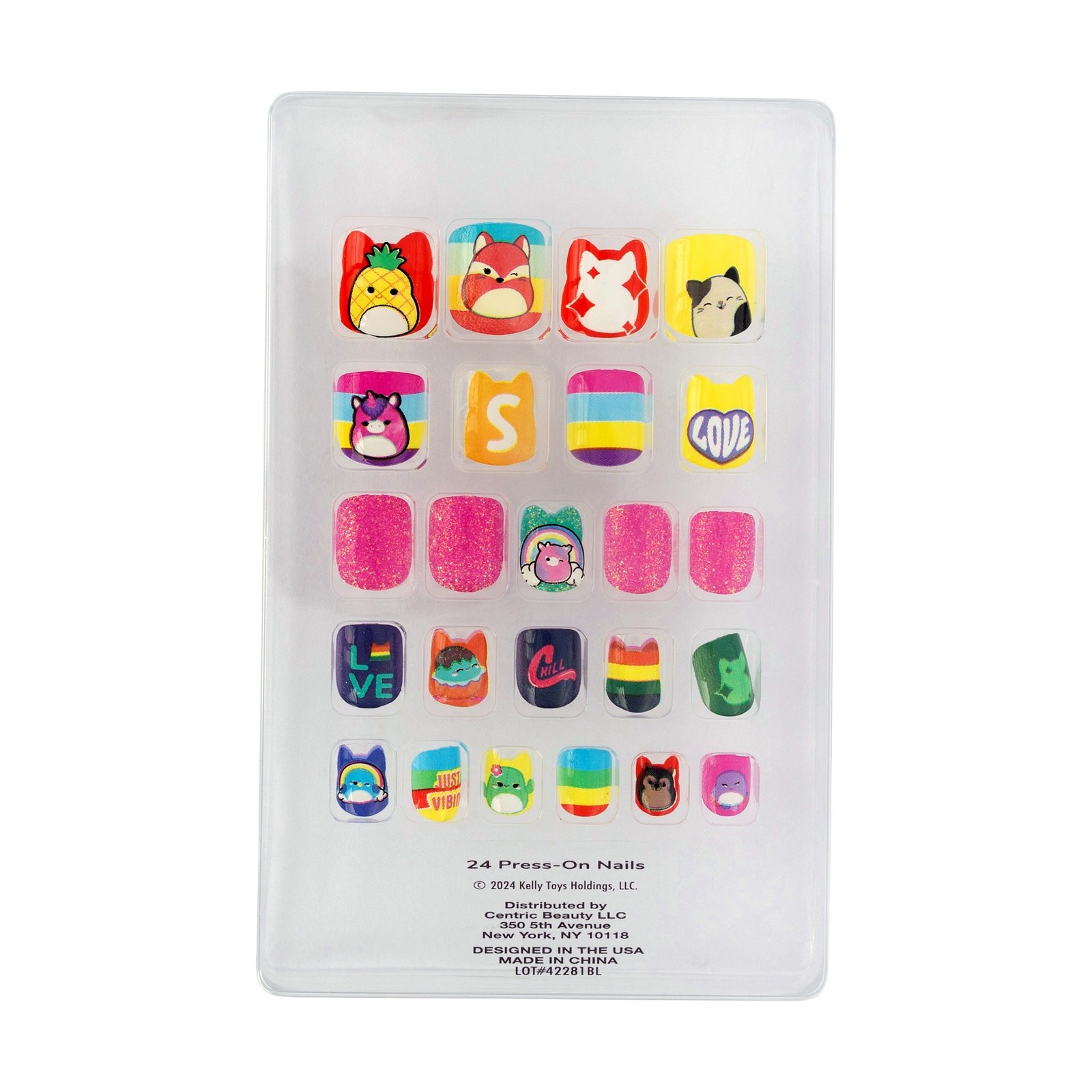 Squishmallows Children’s Kids Small Press On Nails Multiple Colors 24 Pieces