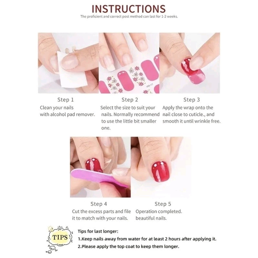 Nail Art Stickers Self Adhesive Spring Summer Wraps Full Cover ZE818 90.