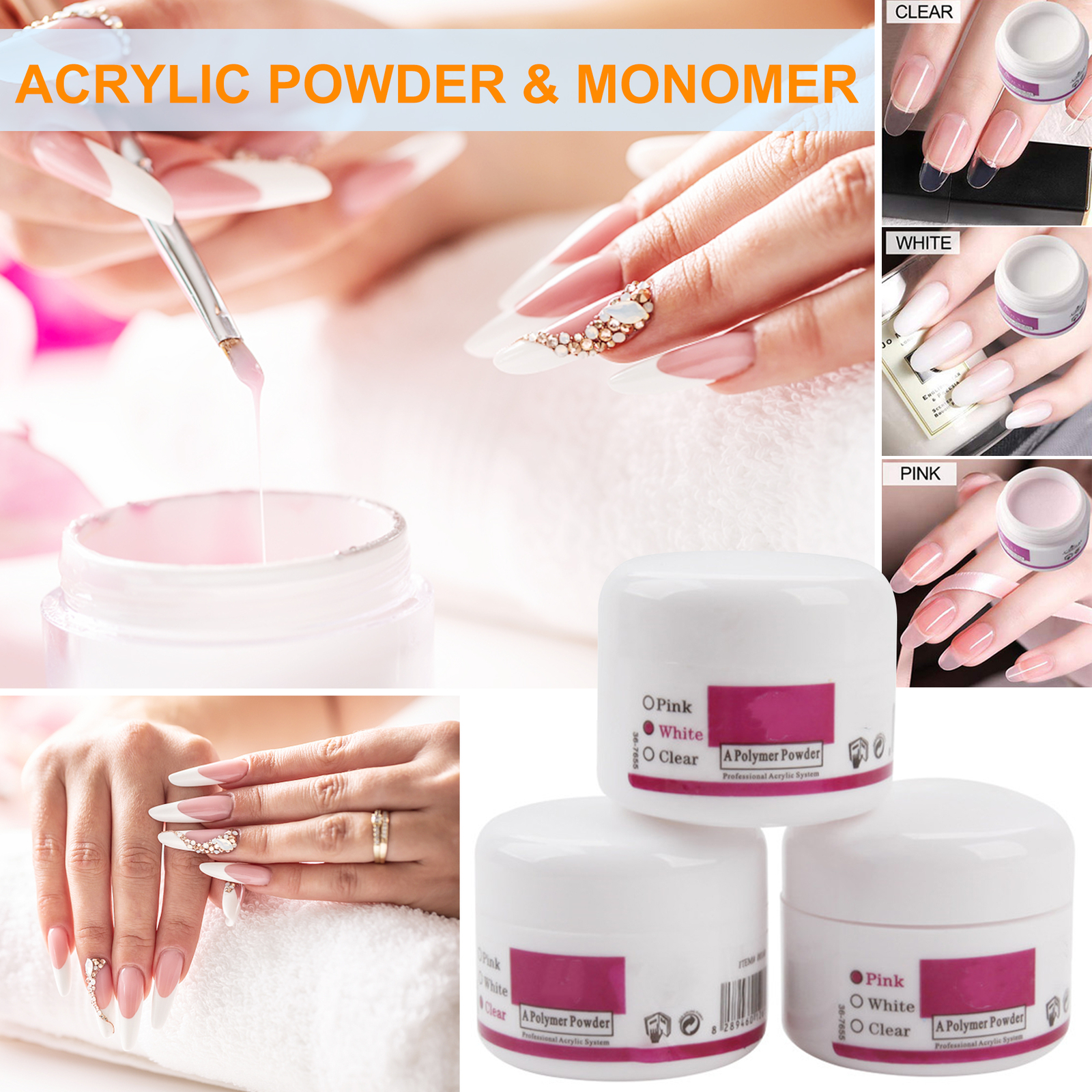 Acrylic Nail Kit Acrylic Powder Glitter Nail Art Manicure Tool Tip Brush Set