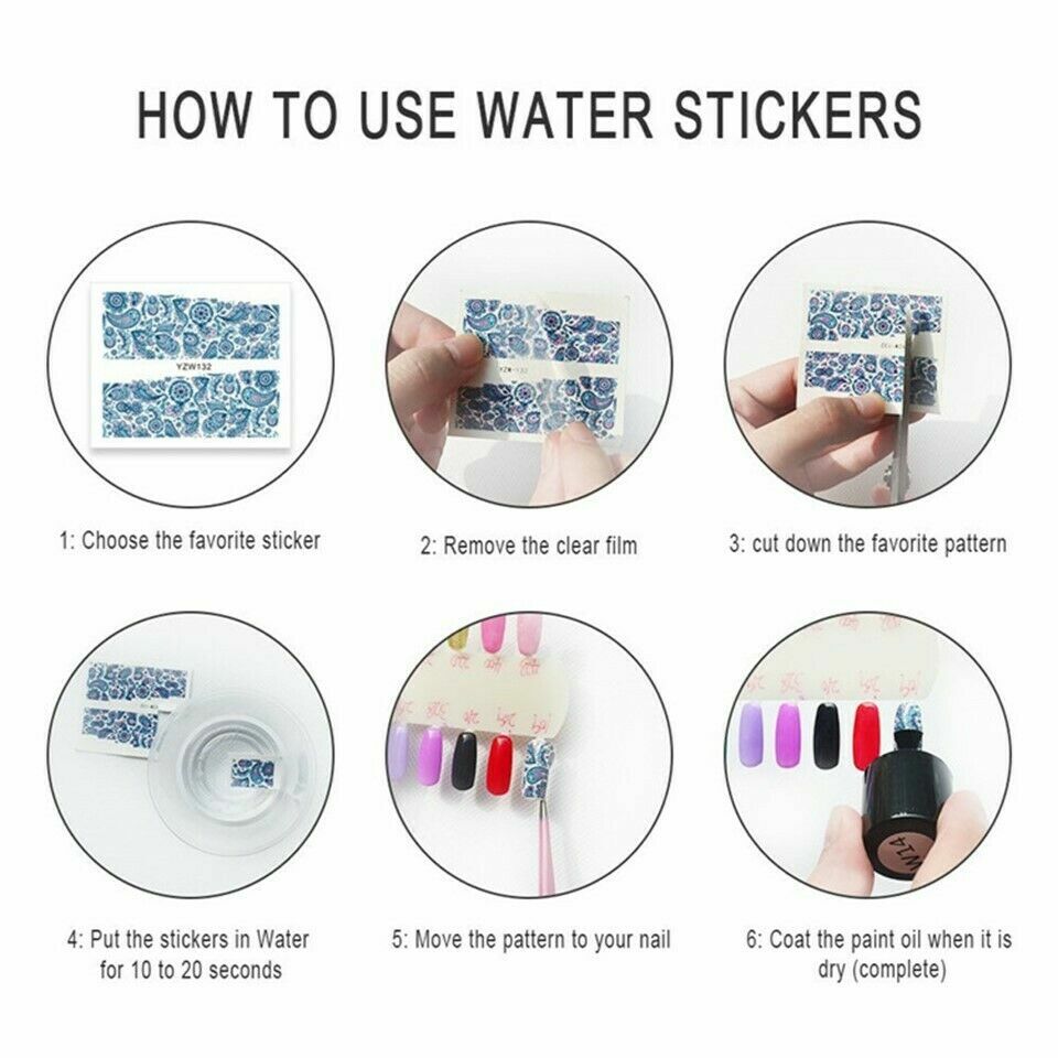 29 Sheets Nail Art Stickers Transfer Decal Leaf Flower Butterfly Watercolor NS10