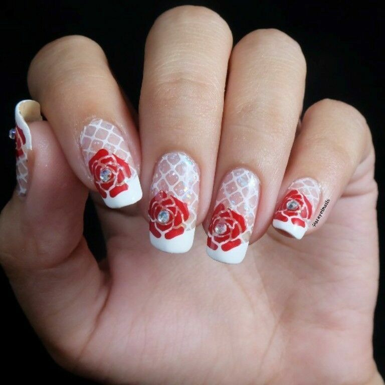 Black Cat Rose Theme Manicure Nail Art Stamping Template Image Plate BP 03