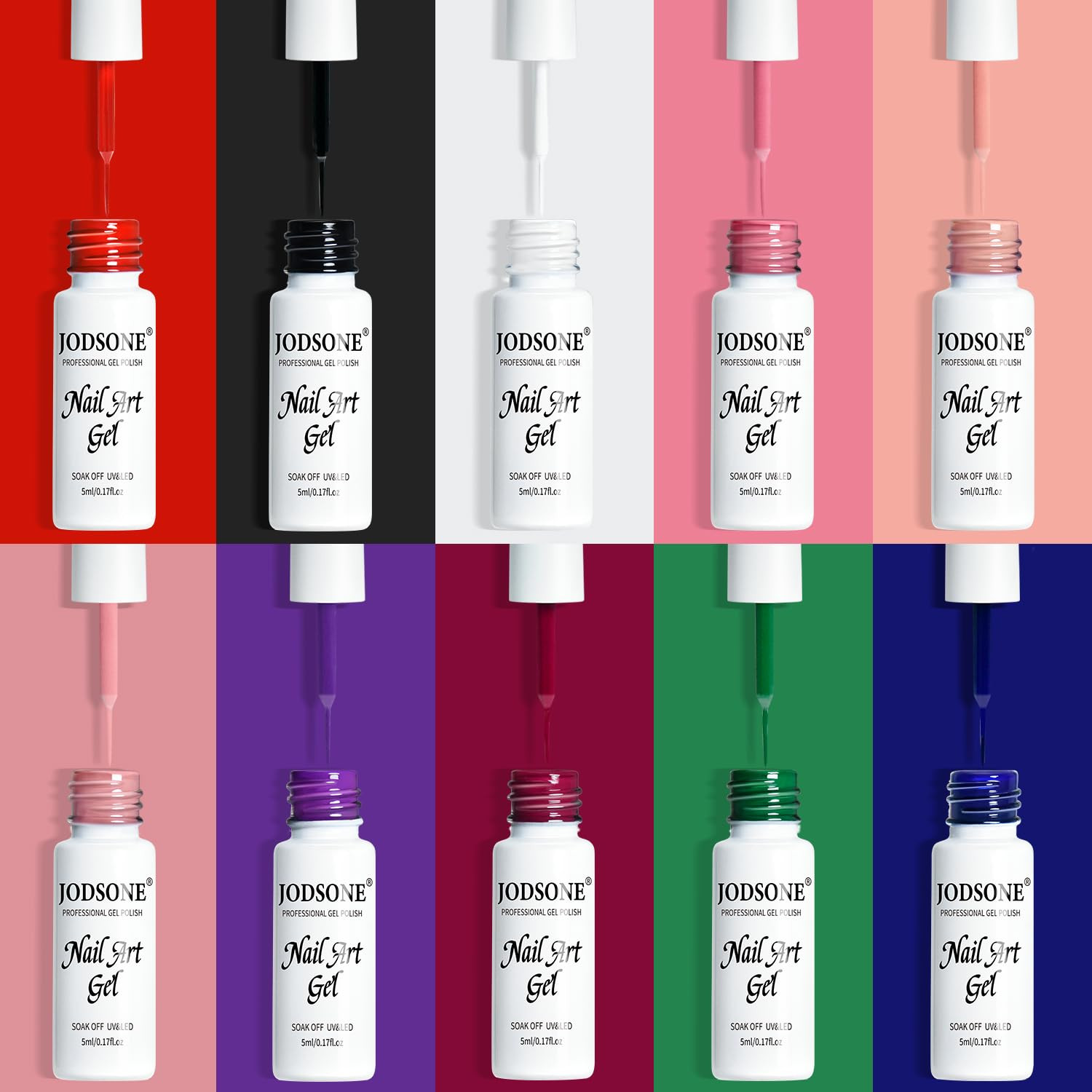 10Pcs Nail Art Gel Liner Set,3D Nail Art Pens Effect for Fine Lines,Thin Brush D