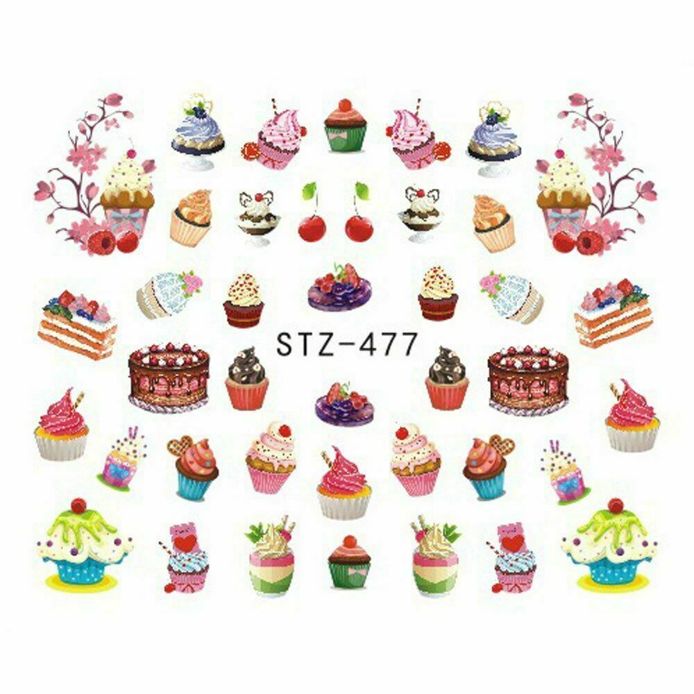 18 Sheets Summer Nail Art Sticker Ice Cream Fruit Strawberry Manicure Decor NS10
