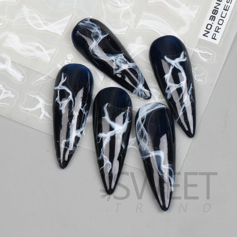 Nail Sticker Thin Waterproof Glitter Cloud Butterfly French Tips Peel Stick NS39